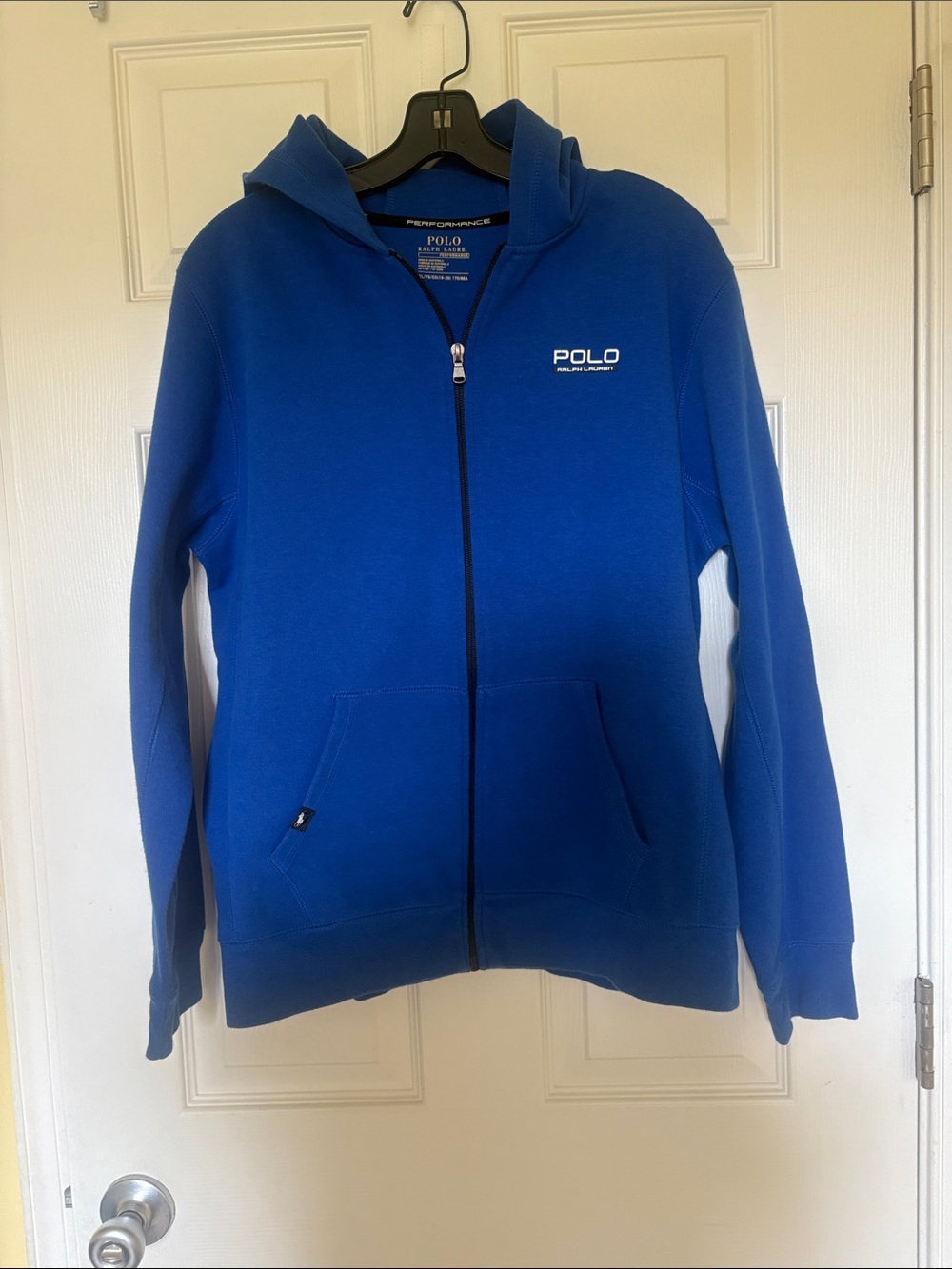 Ralph Lauren Polo Logo Crewneck in Bright Blue with Yellow Accent